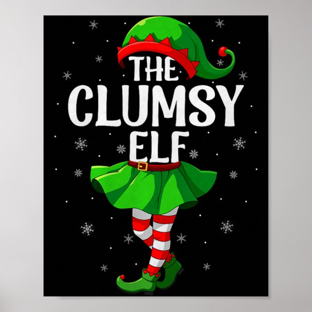 Clumsy Elf Christmas Girls Women Elf Squad Xmas Fa Poster (Front)