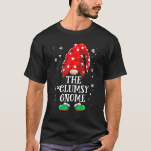 Clumsy Gnome Buffalo Plaid Christmas Matching Fami T-Shirt
