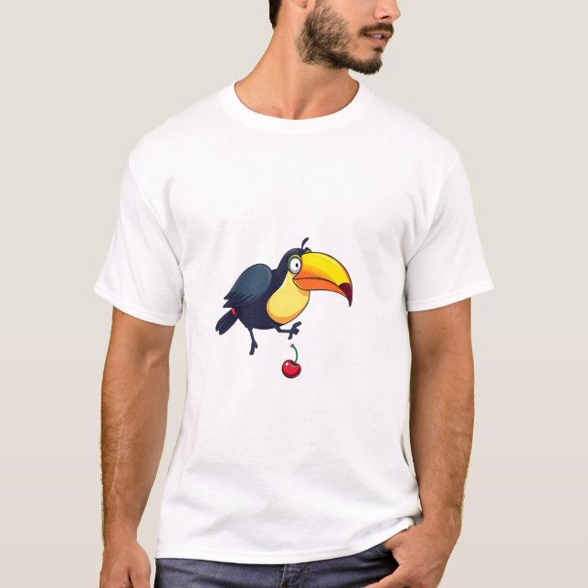 Clumsy Toucan Drops Fruit Funny T-Shirt (Front)