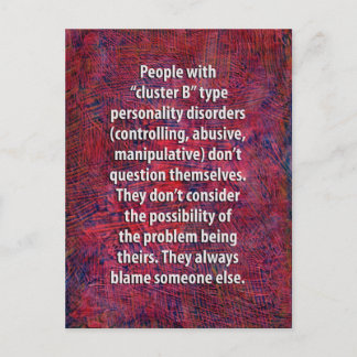 Cluster “B” Personality Disorders Postcard