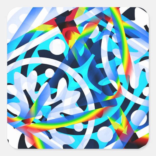 Cluster of colourful Abstract shapes Square Sticker