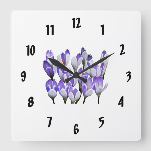 Cluster of Crocuses Square Wall Clock (Front)