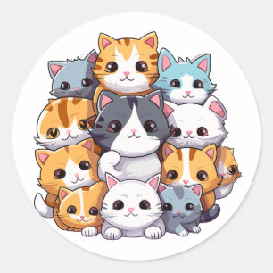 Cluster of Cute Cats Classic Round Sticker