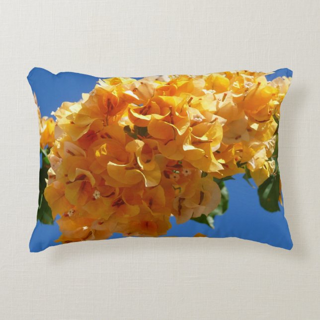 Cluster of Golden Bougainvillea Floral Decorative Cushion (Front)