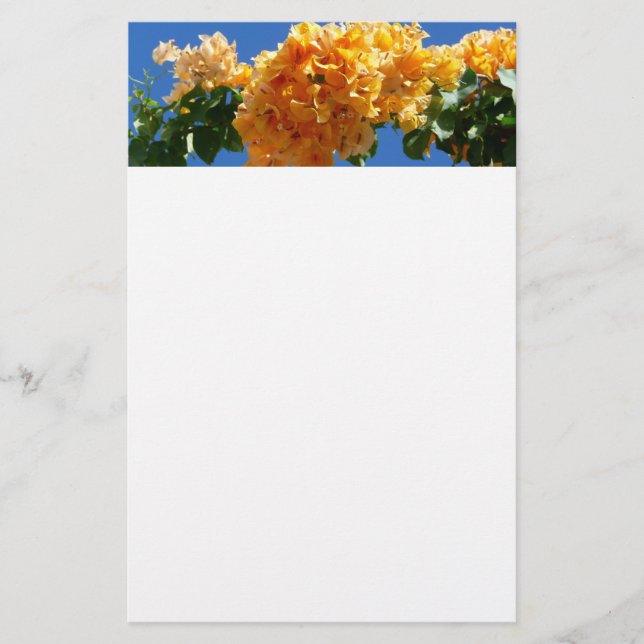 Cluster of Golden Bougainvillea Floral Stationery (Front)