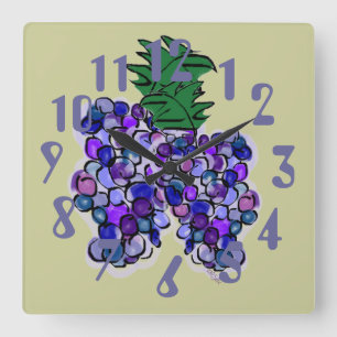 Cluster of Grapes (sage) Square Wall Clock
