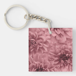 Cluster of Mauve Dahlias Floral Key Ring