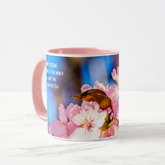 Cluster Of Pink Cherry Blossoms, Blue Sky Mug (Front Left)