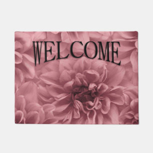 Cluster of Pink Dahlias Floral Welcome Doormat