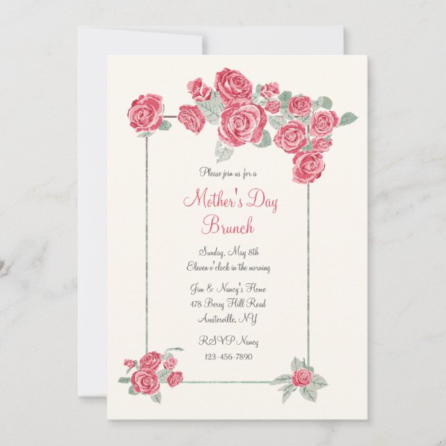 Cluster of Red Roses Invitation (Front)