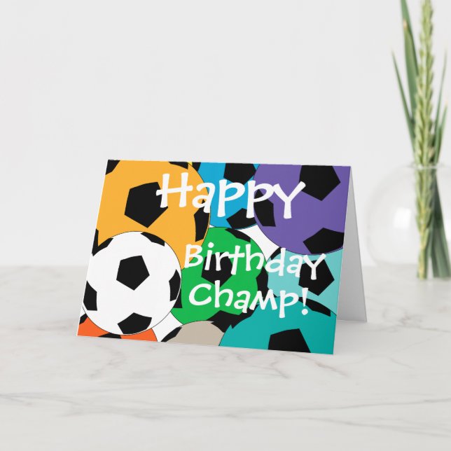 cluster of soccer balls AHappy, Birthday, Champ! Card (Front)