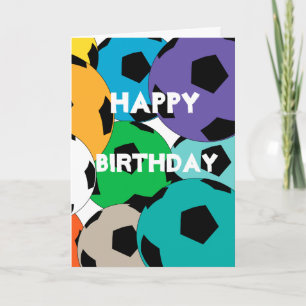 cluster of soccer balls, Happy  Birthday Card