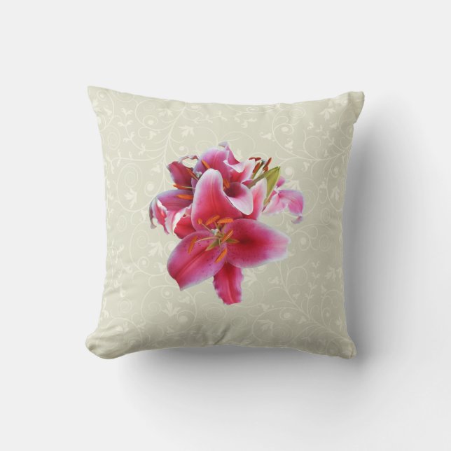 Cluster of Stargazer Lilies Cushion (Front)