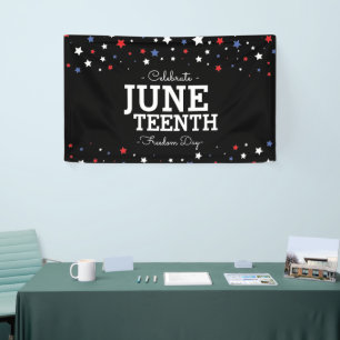 Cluster of Stars Celebrate Juneteenth Blk Banner