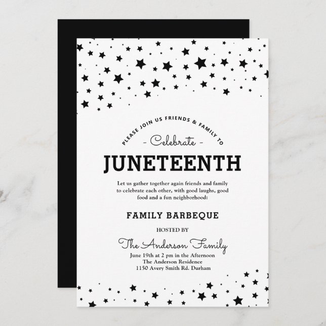 Cluster of Stars | Juneteenth Black Stars Theme Invitation (Front/Back)