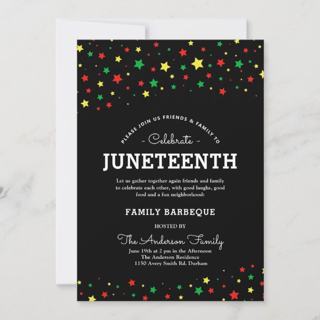 Cluster of Stars | Juneteenth Holiday Event RYGB Invitation (Front)