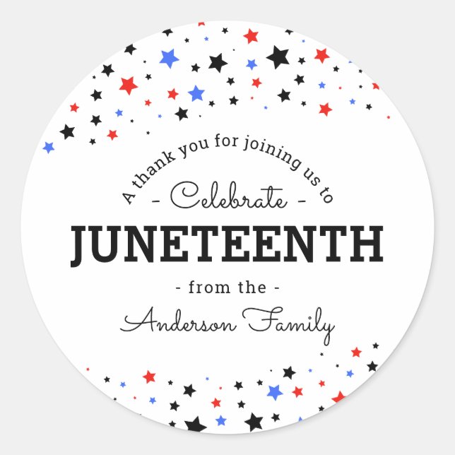 Cluster of Stars | Juneteenth Holiday Thank You  Classic Round Sticker (Front)