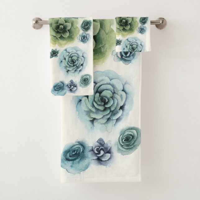 Cluster of Succulents Bath Towel Set (Insitu)