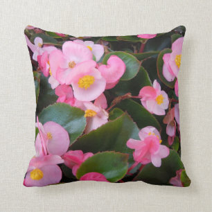 Cluster of Varying Pink Begonias Cushion