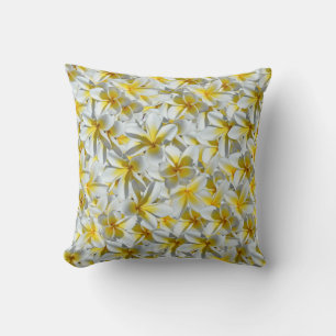 Cluster Of Yellow And White Frangipani Flowers, Cushion