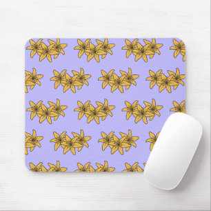 Cluster Of Yellow Cartoon Lillies Mouse Pad
