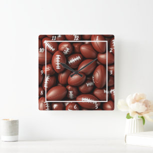 Clustered Football Sports  Square Wall Clock