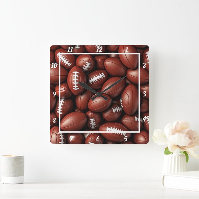 Clustered Football Sports  Square Wall Clock (Home)
