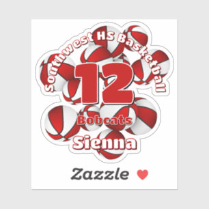 clustered red team colours basketballs kids name