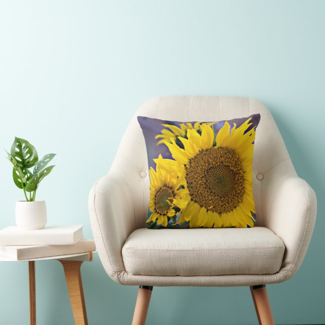 Clustered Sunflowers Close-Up Photograph Cushion (Chair)