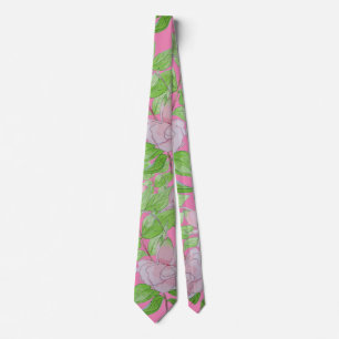clusters of pretty pink flowers and leafs floral tie