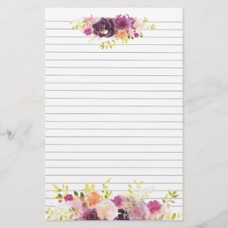 Clusters of Purple Flowers Top and Bottom Stationery