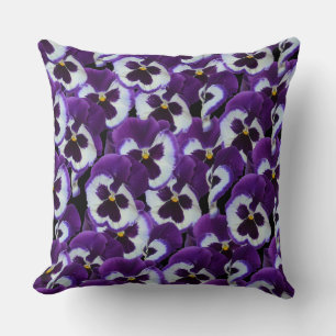 Clusters of Purple White Pansies: Harmonious Grace Cushion