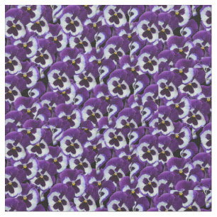 Clusters of Purple White Pansies: Harmonious Grace Fabric