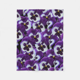 Clusters of Purple White Pansies: Harmonious Grace Fleece Blanket