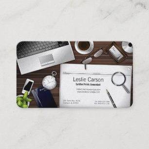 cluttered desk cpa business card