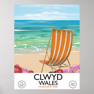 Clwyd Wales Seaside travel poster