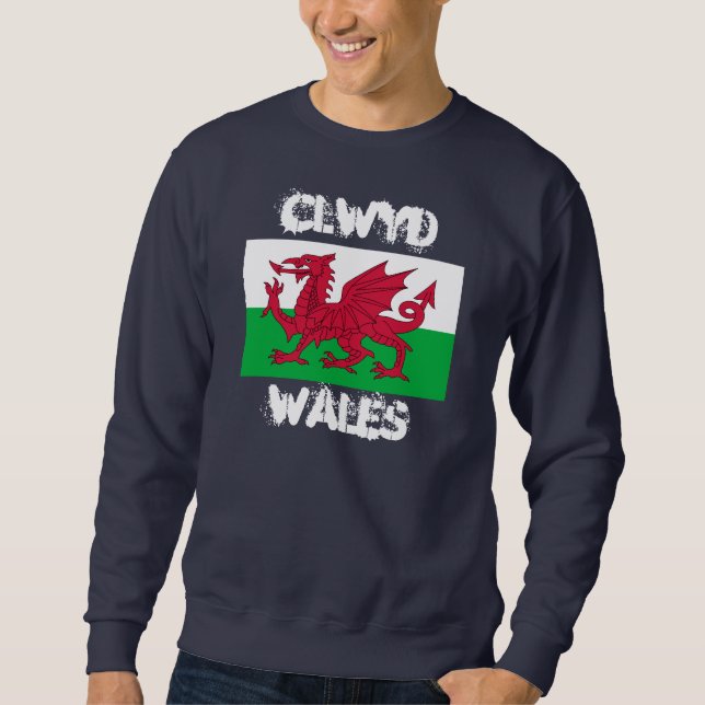 Clwyd, Wales with Welsh flag Sweatshirt (Front)