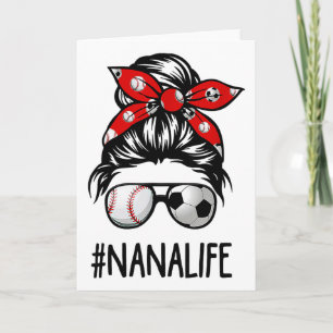 Cly Nana Life Soccer Messy Bun Sell Mother's Day Card