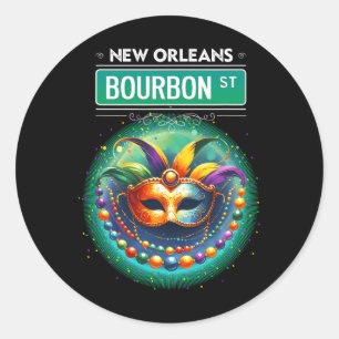 Cly New Orleans Bourbon Street Cool Fun Nola Mardi Classic Round Sticker