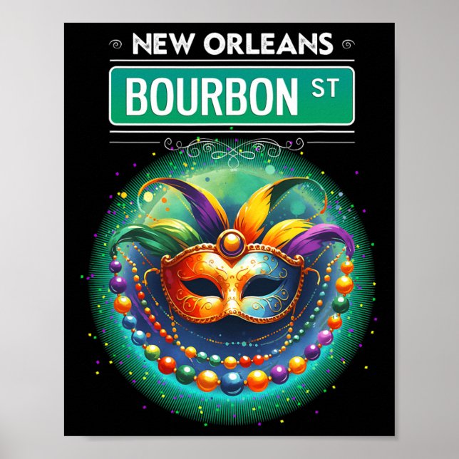 Cly New Orleans Bourbon Street Cool Fun Nola Mardi Poster (Front)