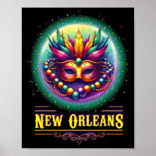 Cly New Orleans Bourbon Street Cool Fun Nola Mardi Poster