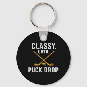 Cly Until Puck Drop With Hockey Sticks Sports Fan  Key Ring