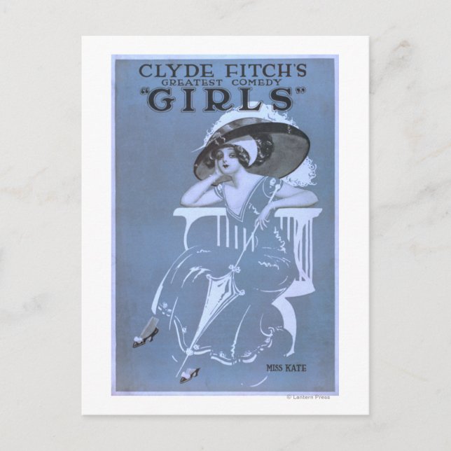 Clyde Fitch's Greatest Comedy, "Girls" Theatre Postcard (Front)