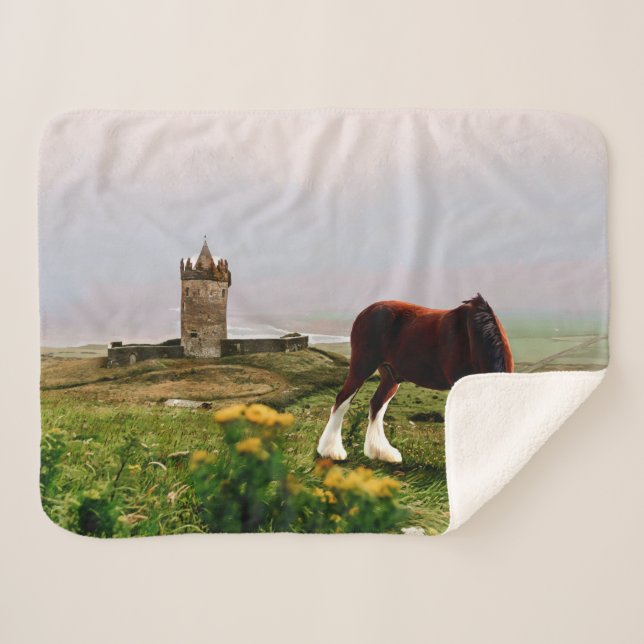 Clydesdale Castle Sherpa Blanket (Front (Horizontal))