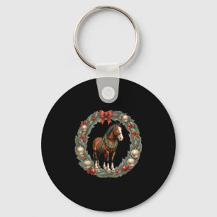 Clydesdale Christmas Horses & A X-mas Wreath Key Ring