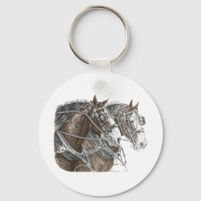 Clydesdale Draft Horse Team Key Ring (Front)