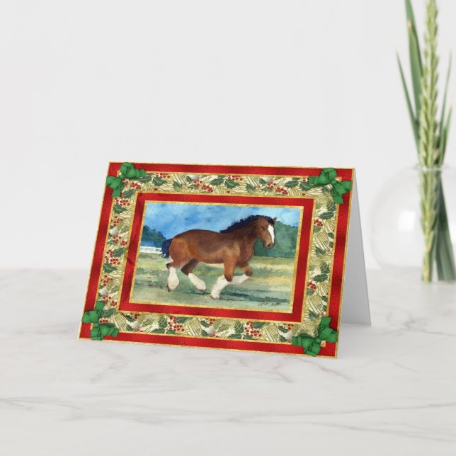 Clydesdale Draught   Horse Blank Christmas Card (Front)