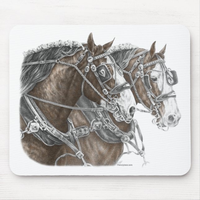 Clydesdale Draught Horse Team Mouse Pad (Front)