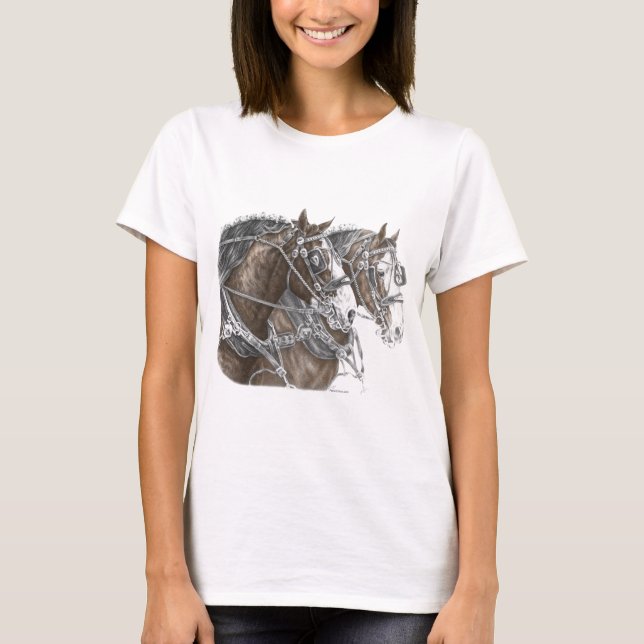 Clydesdale Draught Horse Team T-Shirt (Front)