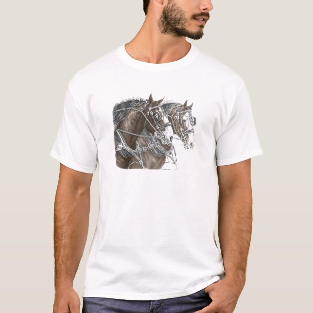 Clydesdale Draught Horse Team T-Shirt (Front)